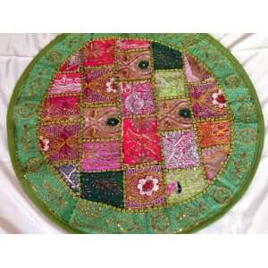 Green Round India Accent Chair Floor Cushion Pillow 26 