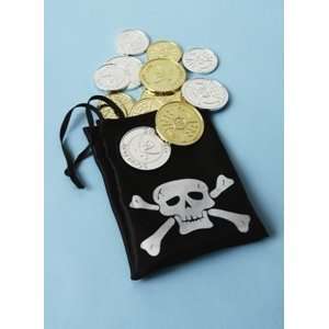 PIRATE SACK KIT WITH 12 COINS HALLOWEEN COSTUME PROP DECORATION *NEW 