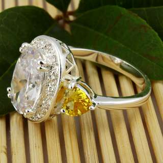   White Topaz Citrine Jewelry Gems Silver Ring Size #11 S09 Hot  