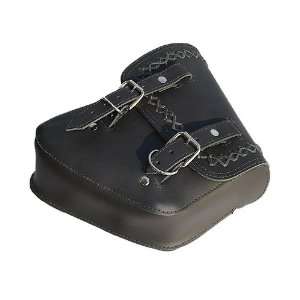   Softail & Rigid Black Leather Cross Lace Saddle Bag 