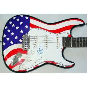  Earth Wind & Fire Autographed Signed USA Flag Guitar 
