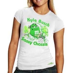   #18 Kyle Busch Ladies White Sassy Chassis T shirt