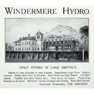  1912 Ad Hydro Hotel Windermere Bowness Cumbria England English Lake 