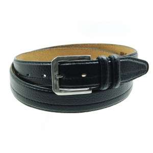 Center Stitch Double Keeper Leather Mens Dress Belt  