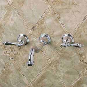 Ballantine Wall Mount Lavatory Faucet with Lever Handles   No Overflow 