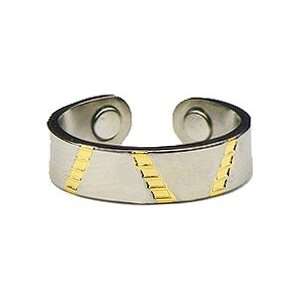 Golden Stripe   Gold Plated Magnetic Therapy Ring (R06) Jewelry