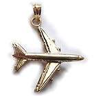 Dazzlers 14k Yellow Gold 3D Jet Airplane