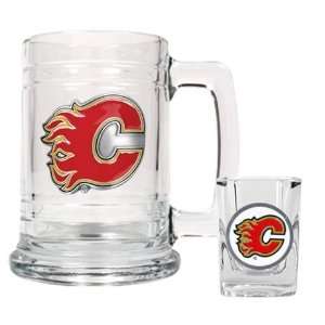  Calgary Flames Beer Mug & Shot Glass Set Sports 