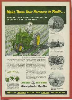 1950 John Deere Ad ~ B Tractor ~ 2 Row Cultivator  