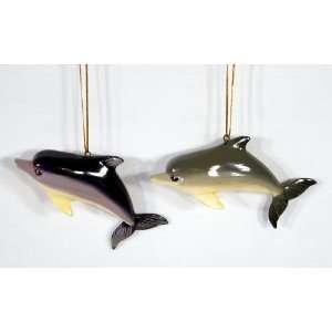  Handpainted Ocean Creature Ornament Dolphin 4 (Set Of 2 