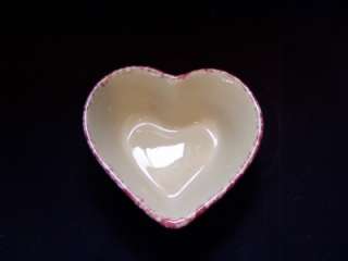 Henn Pottery Cranberry Spongeware 7 HEART BOWL NICE  