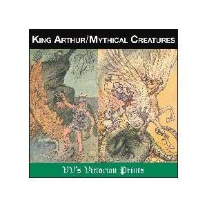  King Arthur & Mythical Creatures   Restored Vintage Art on 
