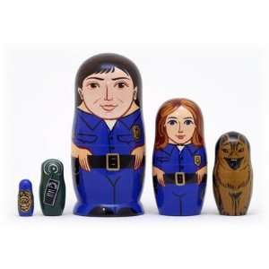  Police Officer 5 Piece Russian Wood Nesting Doll