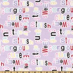  44 Wide Slumber Party Words Lilac Fabric By The Yard 