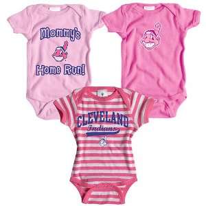 Cleveland Indians 3 Pack Girls Mommys Home Run Creeper Set by Soft as 