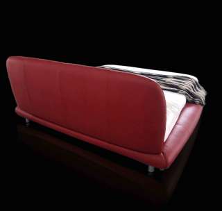   Red Leather Roma Queen Bed Modern Padded by Tosh Furniture  