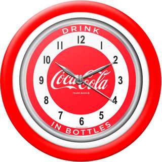 Coca Cola 12 inch 1950s Style Clock with White Neon 844296065837 