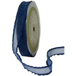   Inch Wide Ribbon, Navy Sheer with Ruffle Edge Arts, Crafts & Sewing