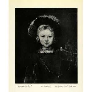  Rembrandt Portrait Boy Child Renaissance Costume Hat Dutch Artist 