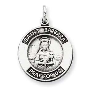   Silver Oxidized St. Barbara Medal Pendant   JewelryWeb Jewelry