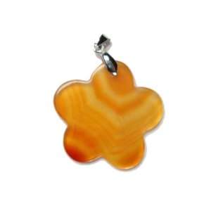Brazilian Agate Gemstone Flower Pendant with Corded Necklace