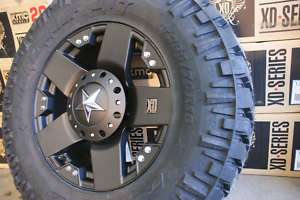 295 70 18 x9 Rockstar Black Rims Wheels Nitto Trail 35  