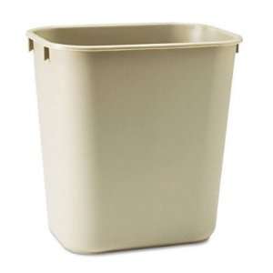  Deskside Plastic Wastebasket Rectangular 3 1/2 gal Beige 