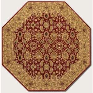  All Over Vase Persian Red Oriental Octagon Rug Furniture & Decor