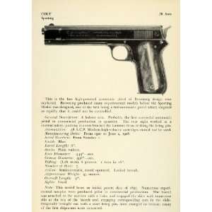  1948 Print .38 ACP Automatic Colt Sporting Pistol Browning 