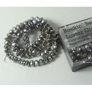  Silver Metallic Crystal Glass Faceted Fluted Machine Cut Rondelle 