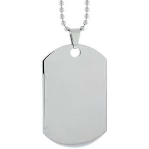   Heavy Gauge Surgical Stainless Steel Dog Tag w/ 24 in. Bead Ball Chain
