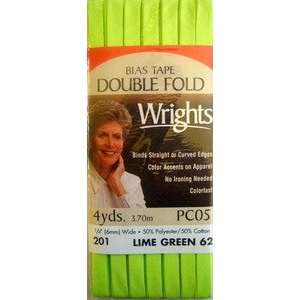  4 Yds Lime Double Fold Bias Tape Wrights 1/4 Inch Arts 