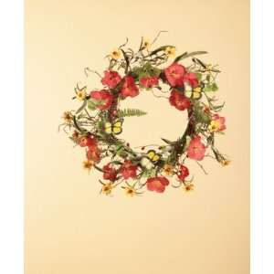   Butterfly & Blossom   18 Red & Yellow Floral Wreath