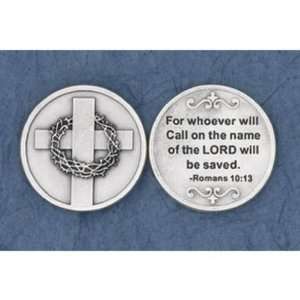  25 Romans 1013 Cross with Crown of Thorns Medals Silver 