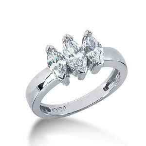  1.75 Ct Diamond Engagement Ring Marquise Prong Three Stone 