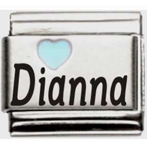  Dianna Light Blue Heart Laser Name Italian Charm Link 
