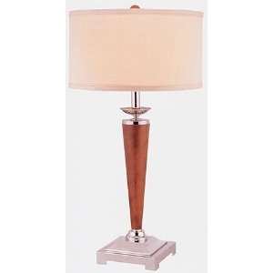 Contemporary Lamps, Roden Wood and Chrome Table Lamp by Lite Source 