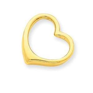  14k Yellow Gold 3 D Floating Heart Slide Jewelry
