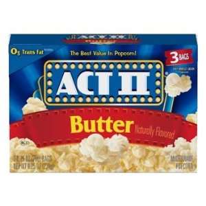 Act II Butter Natural Flavor Popcorn 3 pk 8.25 oz (Pack of 12)  