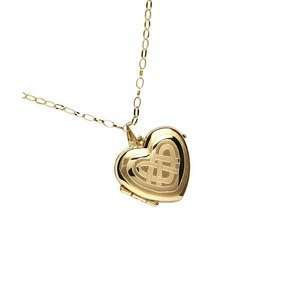  10k Gold Heart Shaped Locket with Embossed Celtic Knot 