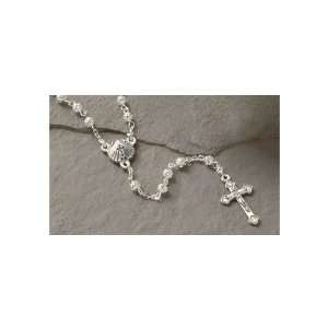  Baptism Rosary   15 inch   Silver toned Filigree Beads 