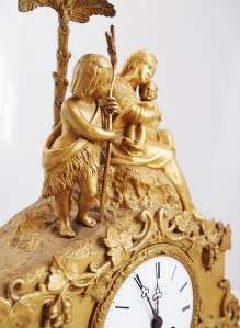 Antique 19th c French S.Marti gilt ormolu bronze figural mantle clock 