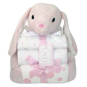  Piccolo Bambino Pink Bunny with 3 Baby Blankets and 