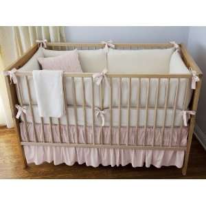  Organic Herringbone Blush 3 Piece Crib Set Baby