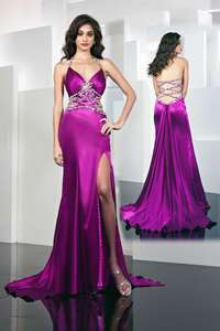 New Purple Beaded Evening dress Long prom dress Bride Party dress 