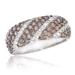  Effy Jewelers 14k White Gold Diamond & Cognac Diamond Ring 