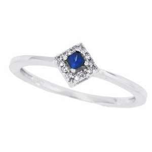  0.10ct Princess Cut Genuine Sapphire Promise Ring with Diamonds 