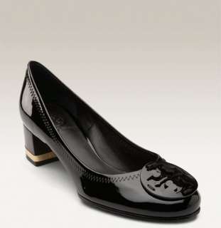   Amy Ballet Logo Black Patent Leather Pumps Shoes heels 6.5  