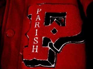 PARISH MENS RED/BLACK LEATHER/WOOL JACKET SZ L  PARISH HIGH ROLLERS 