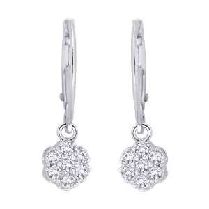    10K White Gold 1/4 ct. Diamond Cluster Earrings Katarina Jewelry